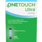 One Touch Ultra Retail 100 Count Diabetic Test Strips green box