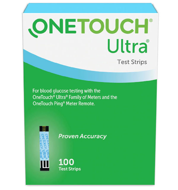 One Touch Ultra Retail 100 Count Diabetic Test Strips green box